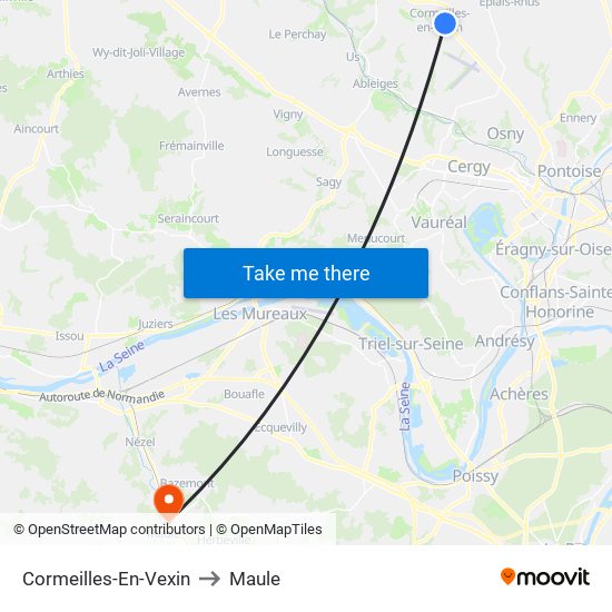 Cormeilles-En-Vexin to Maule map