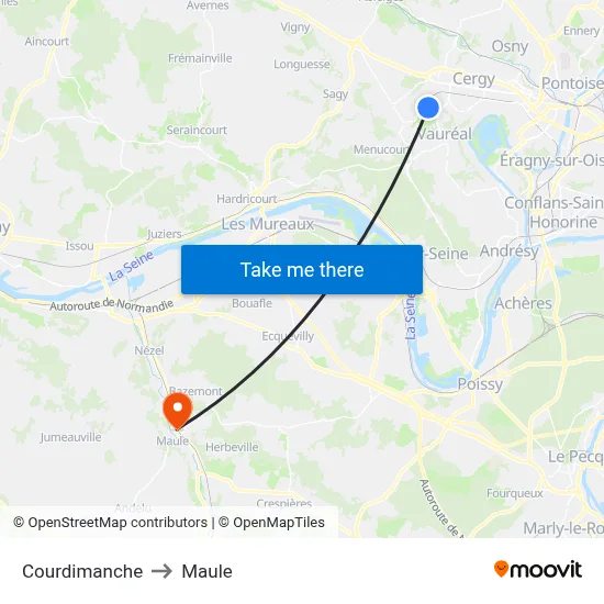 Courdimanche to Maule map