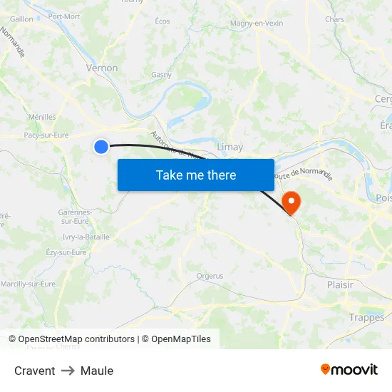 Cravent to Maule map