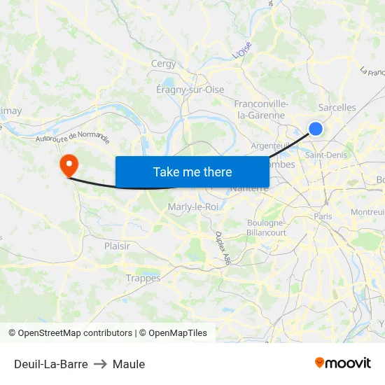 Deuil-La-Barre to Maule map