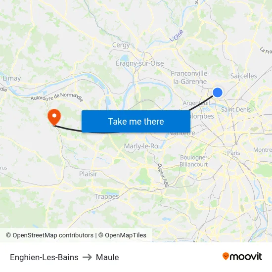 Enghien-Les-Bains to Maule map