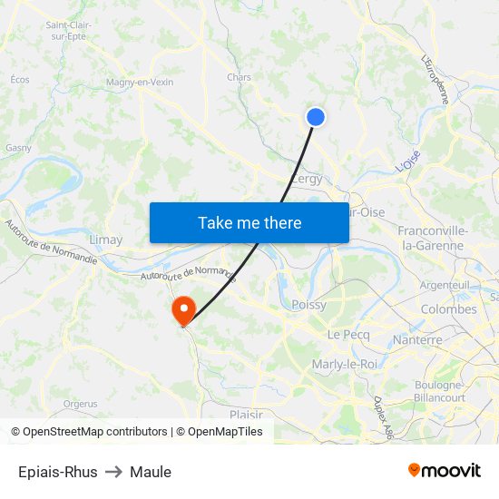 Epiais-Rhus to Maule map