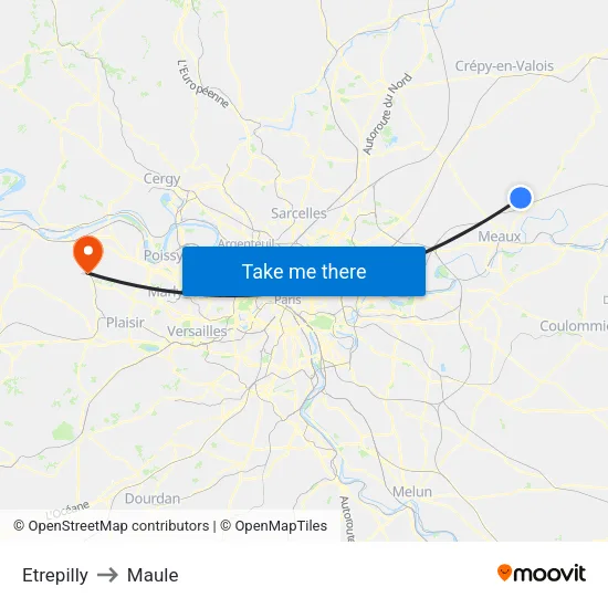 Etrepilly to Maule map