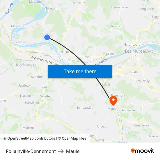 Follainville-Dennemont to Maule map