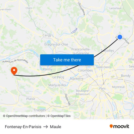 Fontenay-En-Parisis to Maule map