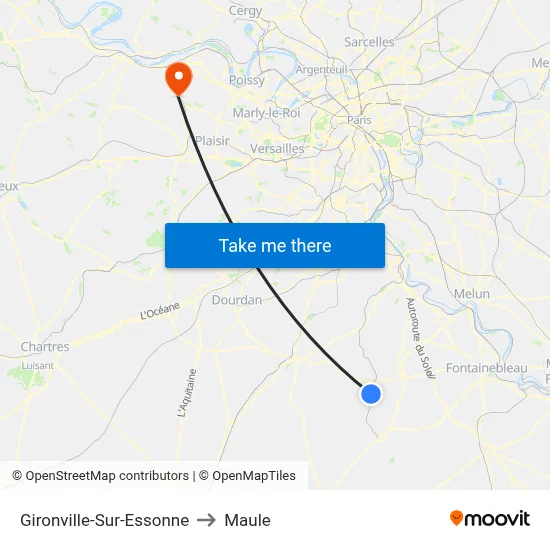 Gironville-Sur-Essonne to Maule map