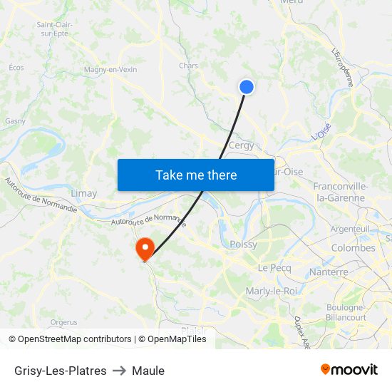 Grisy-Les-Platres to Maule map