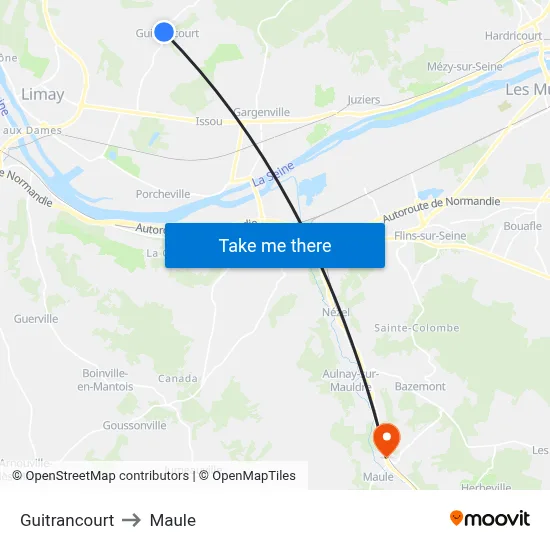 Guitrancourt to Maule map