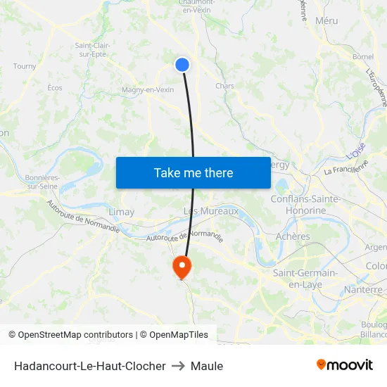 Hadancourt-Le-Haut-Clocher to Maule map