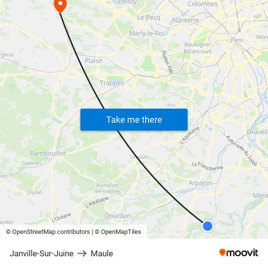 Janville-Sur-Juine to Maule map