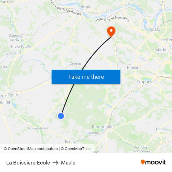 La Boissiere-Ecole to Maule map