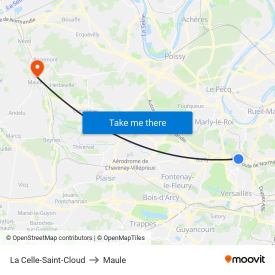 La Celle-Saint-Cloud to Maule map
