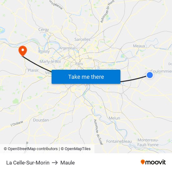 La Celle-Sur-Morin to Maule map