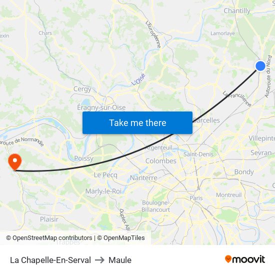 La Chapelle-En-Serval to Maule map