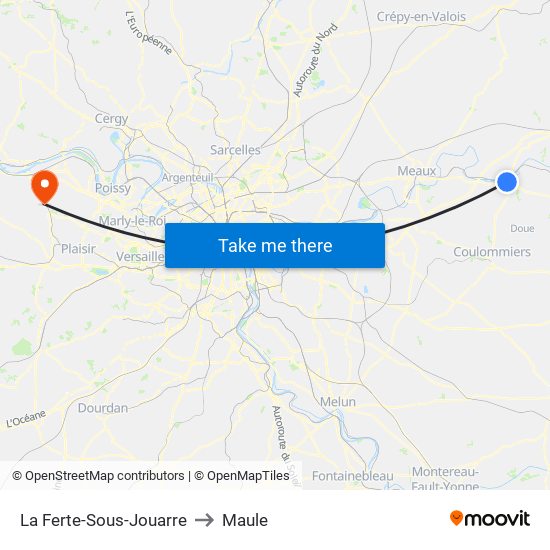 La Ferte-Sous-Jouarre to Maule map