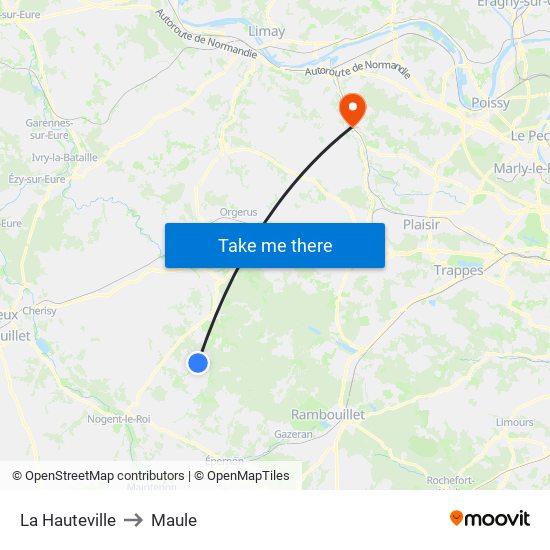 La Hauteville to Maule map