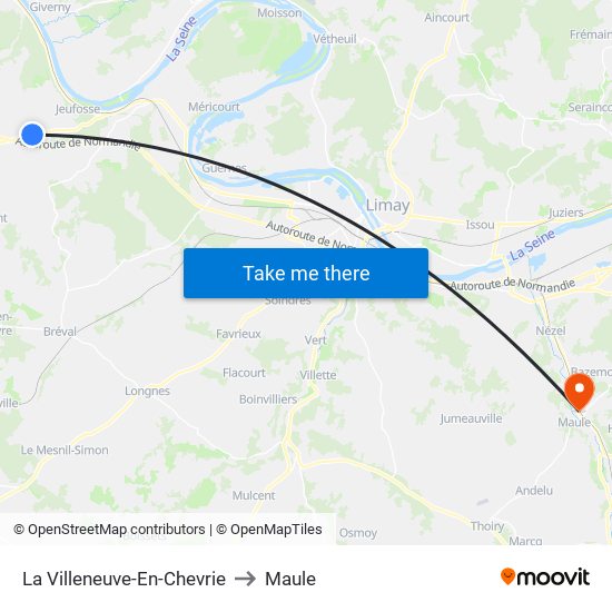 La Villeneuve-En-Chevrie to Maule map