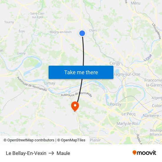 Le Bellay-En-Vexin to Maule map