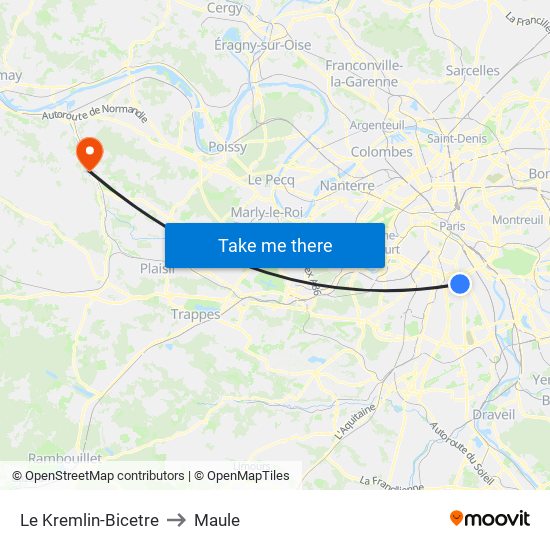 Le Kremlin-Bicetre to Maule map