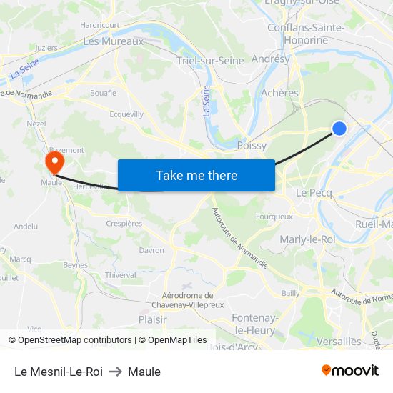 Le Mesnil-Le-Roi to Maule map