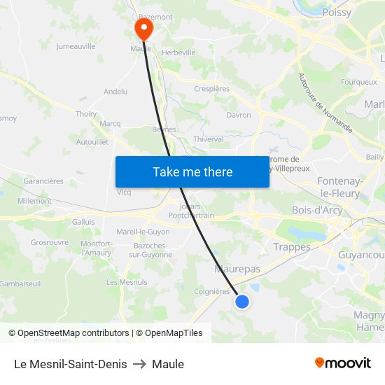 Le Mesnil-Saint-Denis to Maule map