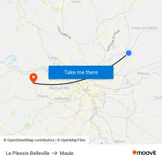Le Plessis-Belleville to Maule map