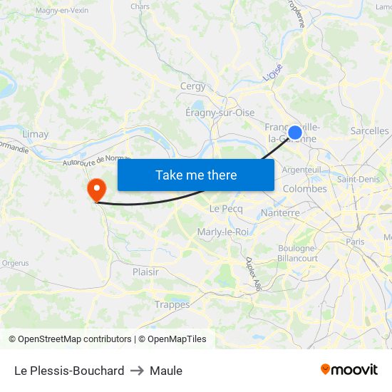 Le Plessis-Bouchard to Maule map