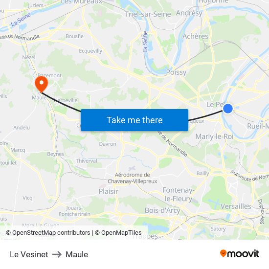 Le Vesinet to Maule map
