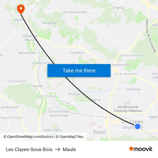 Les Clayes-Sous-Bois to Maule map