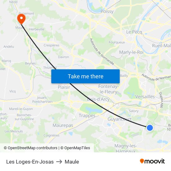 Les Loges-En-Josas to Maule map