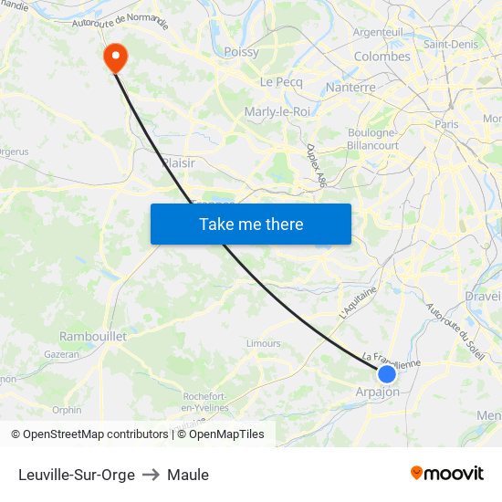 Leuville-Sur-Orge to Maule map