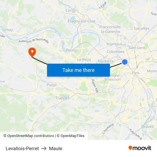 Levallois-Perret to Maule map