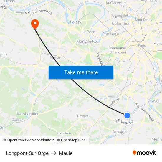 Longpont-Sur-Orge to Maule map