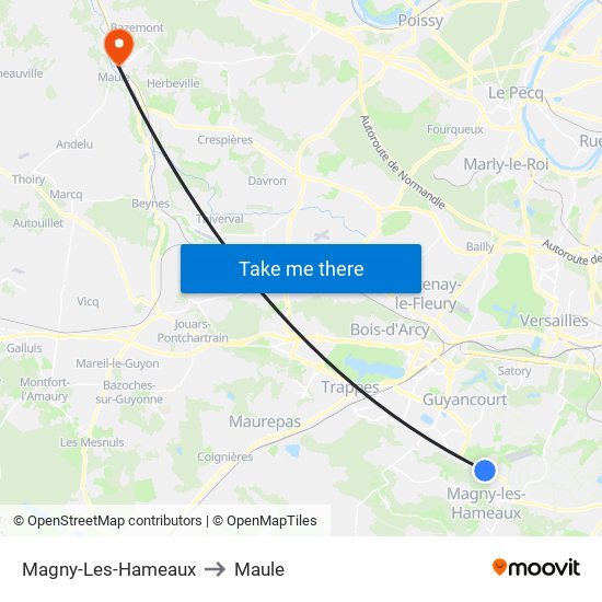 Magny-Les-Hameaux to Maule map