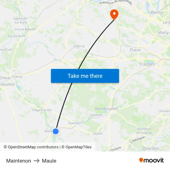 Maintenon to Maule map