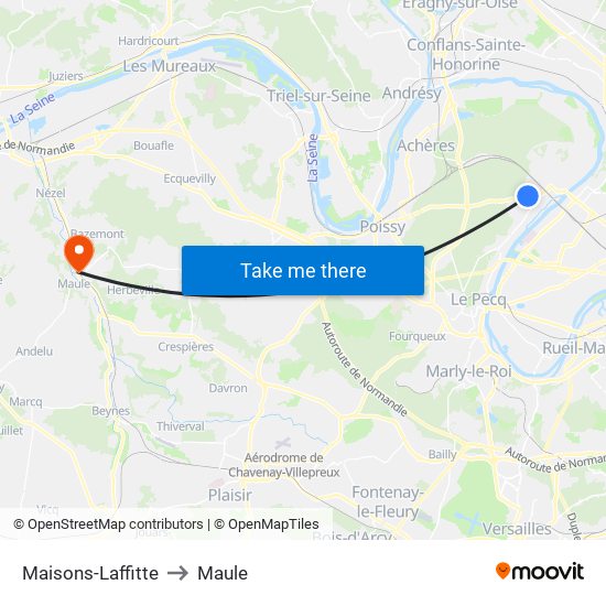 Maisons-Laffitte to Maule map