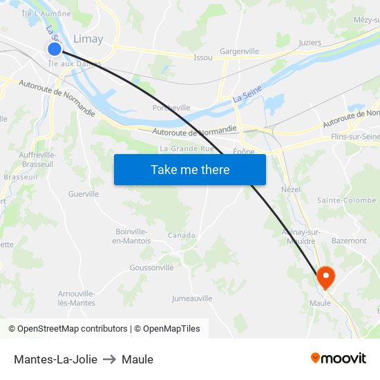 Mantes-La-Jolie to Maule map