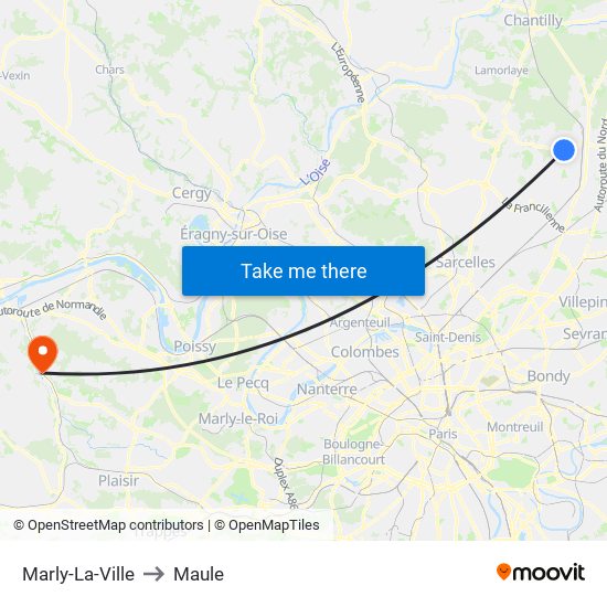 Marly-La-Ville to Maule map