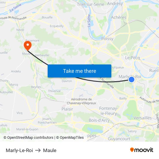 Marly-Le-Roi to Maule map