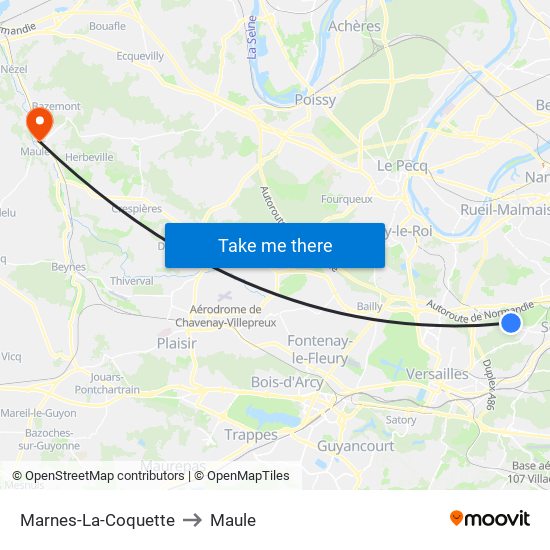 Marnes-La-Coquette to Maule map