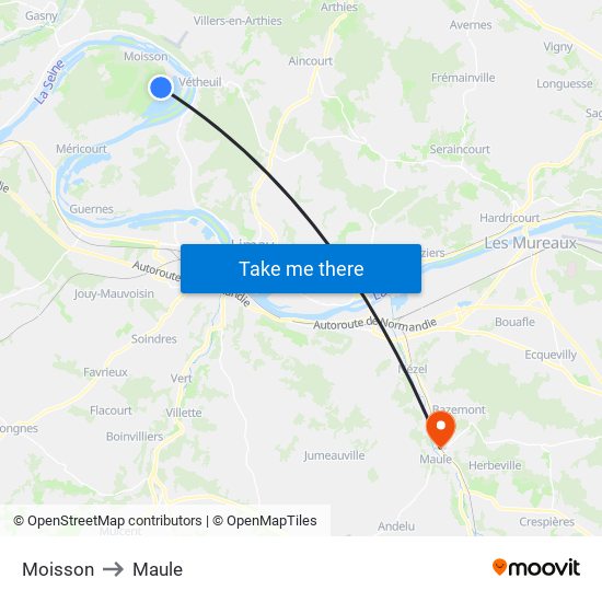 Moisson to Maule map