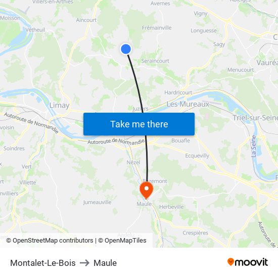 Montalet-Le-Bois to Maule map