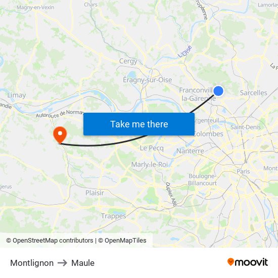 Montlignon to Maule map