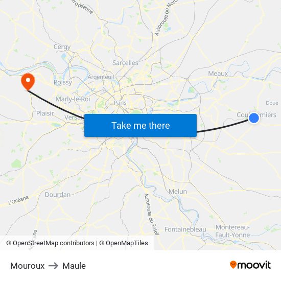 Mouroux to Maule map