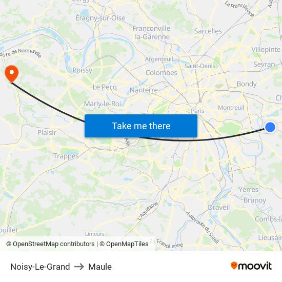 Noisy-Le-Grand to Maule map