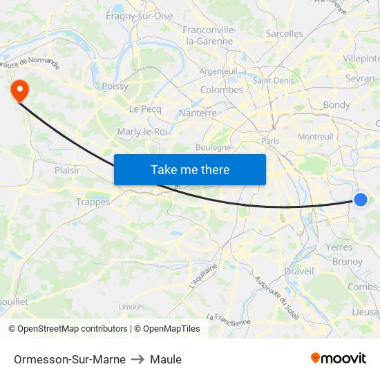 Ormesson-Sur-Marne to Maule map