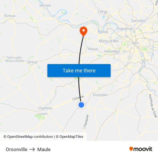 Orsonville to Maule map