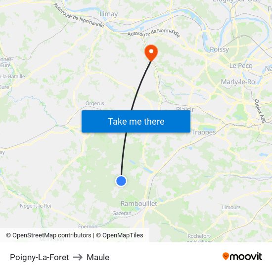 Poigny-La-Foret to Maule map