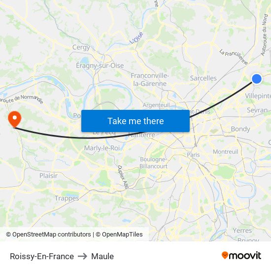 Roissy-En-France to Maule map
