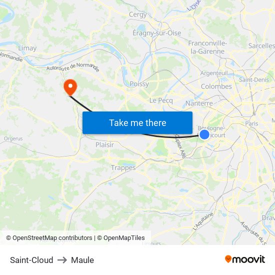 Saint-Cloud to Maule map